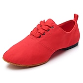ieftine Pantofi Jazz-pantofi de dans jazz de pânză neagră pentru femei cu design cu șireturi – încălțăminte confortabilă și ușoară pentru dansul jazz, de sală, latin și social