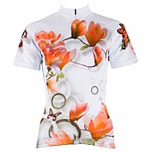 abordables Maillots de mujer-Mujer Maillot de Ciclismo Estampado Flores Botánica Flor Manga Corta Bicicleta Maillot Camiseta con 3 bolsillos traseros MTB Bicicleta Montaña Ciclismo Carretera Secado rápido Resistente a los UV