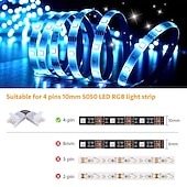 olcso LED-kiegészítők-6 db 4-tűs rgb led könnyű szalagcsatlakozó led pbc 10mm-es gömb nélküli szalag forrasztás nélküli adapterhez SMD 5050 többszínű led csíkhoz dc5-36v