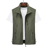 voordelige actieve bovenkleding voor heren-Voor heren Vissersvest Wandelvest Mouwloos Overkleding Rits top Buiten waterdicht Winddicht Ultralicht (UL) Ademend Chinlon Zwart Leger Groen Grijs Jagen Vissen Klimmen / Sneldrogend / Multi Pocket