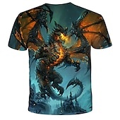 abordables Camisetas con estampado animal-Hombre Graphic Anime Dragón Camisa Camiseta Tee Manga Corta Camiseta Impresión 3D Cuello Barco Camisa Ropa de calle Exagerado Diario Festivos Negro Dorado Azul Piscina Ropa Talla Grande S M L XL XXL