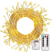 cheap Battery String Lights-2m 200 LEDs Firecracker String Lights, Outdoor Waterproof Christmas Decorative Lights with Remote Control, 8 Modes, Dimming, and Timer for Holiday Parties
