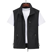 voordelige actieve bovenkleding voor heren-Voor heren Vissersvest Wandelvest Mouwloos Overkleding Rits top Buiten waterdicht Winddicht Ultralicht (UL) Ademend Chinlon Zwart Leger Groen Grijs Jagen Vissen Klimmen / Sneldrogend / Multi Pocket