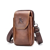 billiga Herrväskor-vintage brun crossbody väska i läder - perfekt för telefon och kort, kompakt design med säkra fickor, perfekt för dagligt bruk