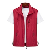 voordelige actieve bovenkleding voor heren-Voor heren Vissersvest Wandelvest Mouwloos Overkleding Rits top Buiten waterdicht Winddicht Ultralicht (UL) Ademend Chinlon Zwart Leger Groen Grijs Jagen Vissen Klimmen / Sneldrogend / Multi Pocket
