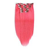 abordables Extensions à Clips-A Clipser Extensions de cheveux Cheveux Naturel Rémy Clip sur les extensions de cheveux 7 pièces 100 g Pack Droit Blond 14-24 pouce Extensions de cheveux