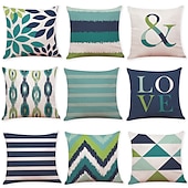 billige geometrisk stil-1 sett med 9 stk moderne putetrekk geometri serie dekorativ faux lin kaste putetrekk hjem sofa dekorativ utendørs pute til sofa sofa seng stol