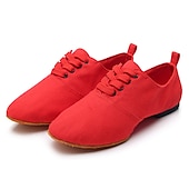ieftine Pantofi Jazz-pantofi de dans jazz de pânză neagră pentru femei cu design cu șireturi – încălțăminte confortabilă și ușoară pentru dansul jazz, de sală, latin și social
