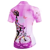 baratos Camisolas femininas-Mulheres Camisa para Ciclismo Padrão Botânico floral Flor Manga Curta Moto Camisa / Roupas Para Esporte Blusas com 3 bolsos traseiros Ciclismo de Montanha Ciclismo de Estrada Secagem Rápida Bolso