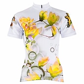 abordables Maillots de mujer-Mujer Maillot de Ciclismo Estampado Flores Botánica Flor Manga Corta Bicicleta Maillot Camiseta con 3 bolsillos traseros MTB Bicicleta Montaña Ciclismo Carretera Secado rápido Resistente a los UV