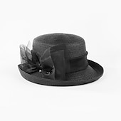preiswerte Partyhut-Hüte Polyester-Eimerhut Strohhut Lässiger Urlaub mit Bowknot-Kopfbedeckung Kopfbedeckung