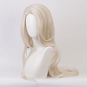 abordables Pelucas de personajes de películas-Elsa cosplay pelucas mujer parte media 30 pulgadas fibra resistente al calor rizado rubio adulto anime peluca halloween peluca