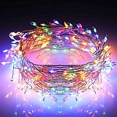 cheap Plug String Lights-2m 200 LEDs Firecracker Lamp String Lights - Warm White &amp; White Waterproof Outdoor Christmas Garden Lights with 6V 1A Power Adapter for Christmas Holiday Parties