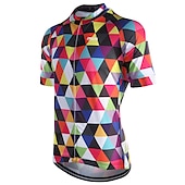 cheap Men&#039;s Jerseys-Men&#039;s Cycling Jersey Short Sleeve Fall Bike Jersey Top with 3 Rear Pockets Mountain Bike MTB Road Bike Cycling Breathable Quick Dry Front Zipper Back Pocket Red / Green Purple Green Rainbow Plaid