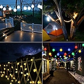 billige Soldrevet-elegant bryllupsfestmottakelse 6,5m 30led solcellelys - boblelampe med krystallkule, 8 funksjoner, vanntette utendørs eventyrlys for hage, plendekorasjon