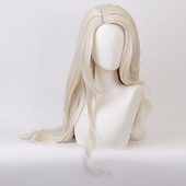 abordables Pelucas de personajes de películas-Elsa cosplay pelucas mujer parte media 30 pulgadas fibra resistente al calor rizado rubio adulto anime peluca halloween peluca