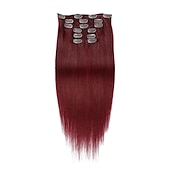 abordables Extensions à Clips-A Clipser Extensions de cheveux Cheveux Naturel Rémy Clip sur les extensions de cheveux 7 pièces 100 g Pack Droit Blond 14-24 pouce Extensions de cheveux