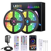billiga WiFi och musikkontroll-led smart strip lampor 20m rgb musik sync 12v vattentät led strip 2835 smd färgskiftande led ljus med bluetooth controller adapter för sovrum hem tv bakgrundsbelysning DIY decor