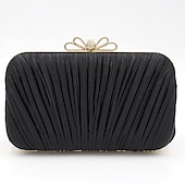 preiswerte Clutches &amp; Taschen für die Abendgarderobe-Elegante weiße Plissee-Clutch für Damen – Abendhandtasche mit Strass-Schleife für Hochzeiten, Partys und formelle Anlässe