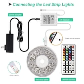 cheap Waterproof Strip Lights-LED Strip Lights 5 Meters Waterproof Flexible LED Light Strips 90x5050 RGB SMD LEDs IR 44 Key Controller with Installation Package and 12V Adapter Kit