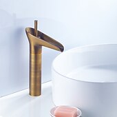 رخيصةأون كلاسيكي-صنبور بالوعة الحمام النحاسي العتيق ، صنابير الحمام ذات الفتحة الواحدة بمقبض واحد مع مفتاح ساخن وبارد وصمام سيراميك