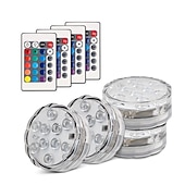 baratos Luzes Subaquáticas-luzes led submersíveis ao ar livre à prova d&#039;água 10 led rgb lâmpada de pesca subaquática luzes de fonte de lagoa controle remoto operado por bateria 16 cores luzes de piscina para vaso aquário tanque de peixes