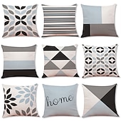 billige geometrisk stil-1 sett med 9 stk moderne putetrekk geometri serie dekorativ faux lin kaste putetrekk hjem sofa dekorativ utendørs pute til sofa sofa seng stol