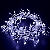 cheap Plug String Lights-2m 200 LEDs Firecracker Lamp String Lights - Warm White &amp; White Waterproof Outdoor Christmas Garden Lights with 6V 1A Power Adapter for Christmas Holiday Parties