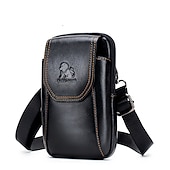 billiga Herrväskor-vintage brun crossbody väska i läder - perfekt för telefon och kort, kompakt design med säkra fickor, perfekt för dagligt bruk
