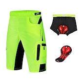 voordelige Heren Shorts, Panty&#039;s &amp; Broeken-WOSAWE Voor heren MTB shorts Wielrenshorts Fietsen Gewatteerde shorts MTB shorts Ruim Passend Bergracen Wegwielrennen Sport 3D-pad Fietsen Ademend Anatomisch ontwerp Zwart Groen Siliconen Kleding
