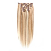 abordables Extensions à Clips-A Clipser Extensions de cheveux Cheveux Naturel Rémy Clip sur les extensions de cheveux 7 pièces 100 g Pack Droit Blond 14-24 pouce Extensions de cheveux