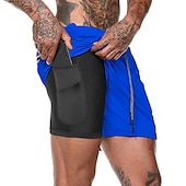 cheap Mens Active Shorts-Men&#039;s Sports Outdoor Athletic Breathable Quick Dry Moisture Wicking 2 in 1 with Phone Pocket Liner Solid Colored Activewear Dark Grey Black Stretchy