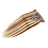 abordables Extensions à Clips-A Clipser Extensions de cheveux Cheveux Naturel Rémy Clip sur les extensions de cheveux 7 pièces 100 g Pack Droit Blond 14-24 pouce Extensions de cheveux