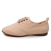 ieftine Pantofi Jazz-pantofi de dans jazz de pânză neagră pentru femei cu design cu șireturi – încălțăminte confortabilă și ușoară pentru dansul jazz, de sală, latin și social