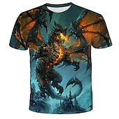 abordables Camisetas con estampado animal-Hombre Graphic Anime Dragón Camisa Camiseta Tee Manga Corta Camiseta Impresión 3D Cuello Barco Camisa Ropa de calle Exagerado Diario Festivos Negro Dorado Azul Piscina Ropa Talla Grande S M L XL XXL
