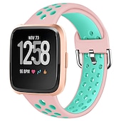 billige Fitbit klokkebånd-Klokkerem til Fitbit Versa 2 / Versa Lite / Versa SE / Versa Silikon Erstatning Stropp Myk Pustende Sportsrem Armbånd