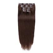 abordables Extensions à Clips-A Clipser Extensions de cheveux Cheveux Naturel Rémy Clip sur les extensions de cheveux 7 pièces 100 g Pack Droit Blond 14-24 pouce Extensions de cheveux