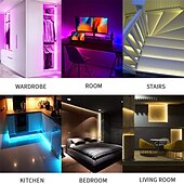 billiga WiFi och musikkontroll-5050 led strip lampor 10m smart rgb led light strip musik synk 300leds färgbyte ljus strips Bluetooth app kontroll med fjärrkontroll för sovrum rum tv party sovrum rum tv bakgrundsbelysning pc