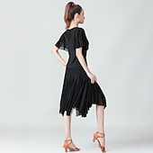 abordables Tenues de danse latine-Danse latine Jupes Volants en cascade Ruché Combinaison Femme Utilisation Entraînement Manche Courte Taille moyenne Polyester