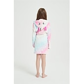 abordables Pijamas Kigurumi-Carnaval Bloque de color Pijamas Kigurumi Bata de baño Unicornio Caballo volador Pijamas de una pieza Pijamas Kigurumi Disfraz divertido por Niños Niños y niñas Navidad Víspera de Todos los Santos