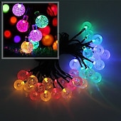 billige Soldrevet-elegant bryllupsfestmottakelse 6,5m 30led solcellelys - boblelampe med krystallkule, 8 funksjoner, vanntette utendørs eventyrlys for hage, plendekorasjon
