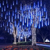 cheap Plug String Lights-4 Packs Falling Rain Lights Meteor Shower Lights Christmas Lights 30cm 32 Tube 576 LEDs Falling Rain Drop Icicle String Lights for Christmas Trees Halloween Decoration Holiday Wedding