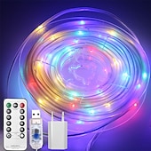 cheap Plug String Lights-10M 100 LEDs Waterproof String Lights with Remote Control, RGB &amp; Warm White Configurable Plugs, USB Powered Party Night Light for Christmas Decorations