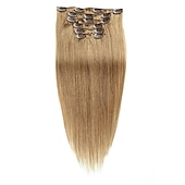 abordables Extensions à Clips-A Clipser Extensions de cheveux Cheveux Naturel Rémy Clip sur les extensions de cheveux 7 pièces 100 g Pack Droit Blond 14-24 pouce Extensions de cheveux