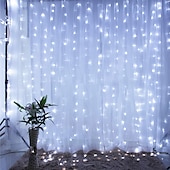 cheap USB String Lights-300 LEDs Curtain String Lights with Remote Control 3x3M Christmas Décor Lights for Christmas New Year&#039;s Curtain Window Roof String Lights