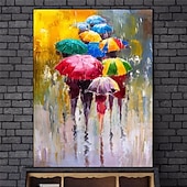 abordables Peintures portraits-peinture à l&#039;huile 100% fait main peint à la main art mural sur toile les gens tiennent des parapluies paysage abstrait comtemporary moderne décoration de la maison décor toile roulée pas de cadre