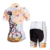 Χαμηλού Κόστους Γυναικεία σετ ρούχων-Γυναικεία Φανέλα και σορτς ποδηλασίας Κοντομάνικο Ποδηλασία Βουνού Ποδηλασία Δρόμου Καλοκαίρι Άνοιξη Θαλασσί Κίτρινο Ανθισμένο Ροζ Με Μοτίβο Άνθινο / Βοτανικό Λουλούδι Αστείος Ποδήλατο