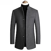 cheap Men&#039;s Trench Coat-Men&#039;s Winter Coat Wool Coat Overcoat Blazer Short Coat Office Work Fall &amp; Winter Wool Windproof Warm Outerwear Clothing Apparel Basic Chic &amp; Modern Solid Colored Stand Collar