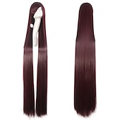 baratos Perucas de festa-Peruca de Cosplay Peruca Sintética Reta Natural com Franja Peruca Longa Preta  Loiro A1 A2 A3 A4 A5 Cabelo Sintético de 60 polegadas Peruca Criativa de Anime Feminina Laranja Preta  Loiro Perucas de