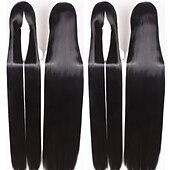 cheap Party Wigs-Cosplay  Wig Cosplay Wig Natural Straight With Bangs Wig Black / Blonde Long A1 A2 A4 A7 A8 Synthetic Hair 58 inch Women&#039;s Cosplay Creative Party White Black / Blonde Carnival Wigs
